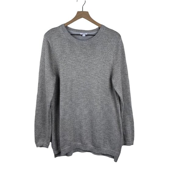 J. Jill Gray Metallic Knit Sweater Size Large - Picture 1 of 6